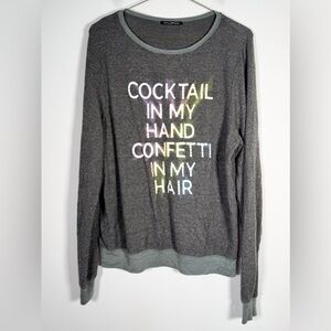Wildfox Women’s Size Large “Cocktail In My Hand Confetti In My Hair” Sweatshirt